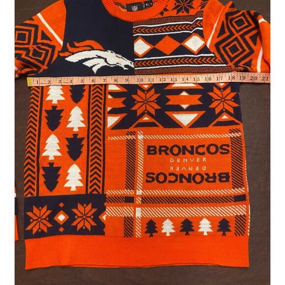 NFL Team Apparel Denver Broncos Ugly Christmas Sweater Men's Small Winter Fall - Picture 7 of 8